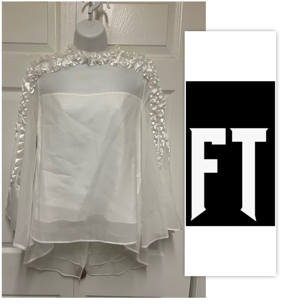 FT Inc White Ribbon Blouse